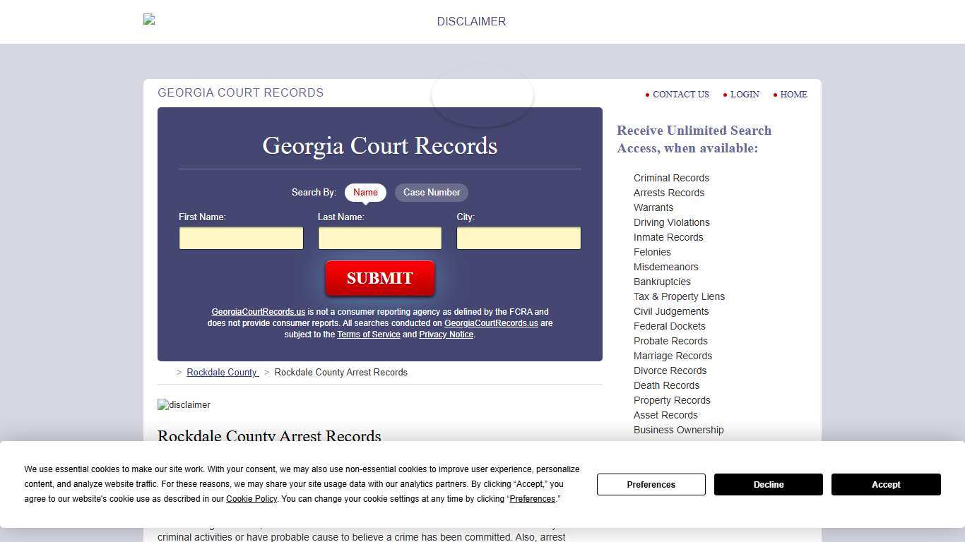 Rockdale County Arrest Records GeorgiaCourtRecords.us