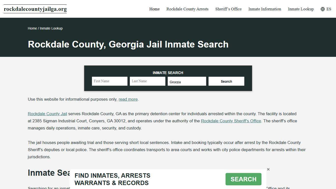 Rockdale County, GA Incarcerated Records Lookup